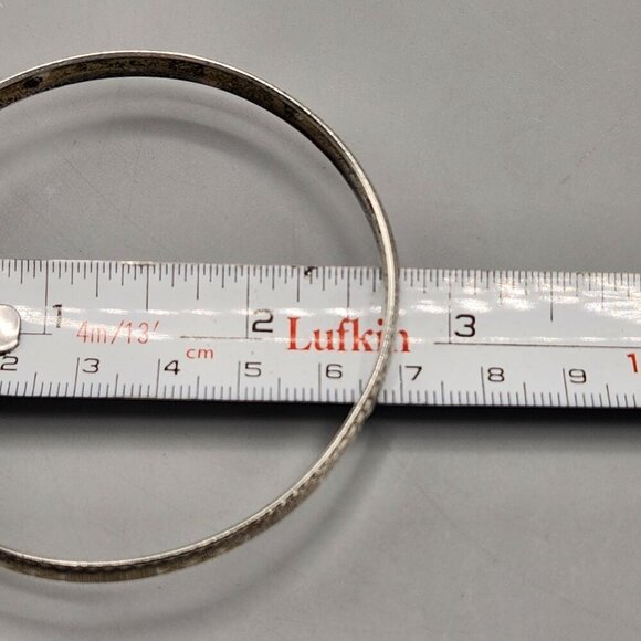 Sterling Silver Bangles Etched Geometric Pattern 925 - Picture 11 of 11